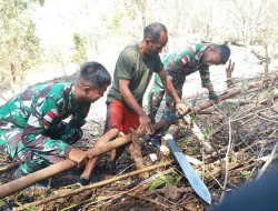 Satgas Pamtas RI-RDTL Perbaiki Saluran Air Warga di Oelbinose
