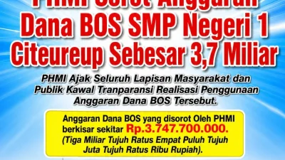 Endus Aroma Korupsi Dana BOS Rp3,7 Miliar, PHMI Desak Audit Menyeluruh SMP Negeri 1 Citeureup